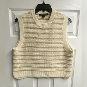 NWOT French Connection Striped Sweater Vest W/ Metallic Shimmer Size Large